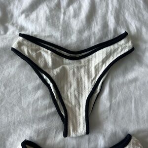 Montce x Olivia Culpo / Cream (Black Binded) Terry Rib Lulu Bikini Bottom